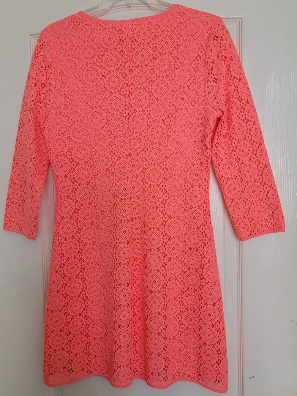 Lilly Pulitzer Floral Lace Shift Dress V-Neck 3/4 Sleeve Lined Medium - Picture 3 of 7